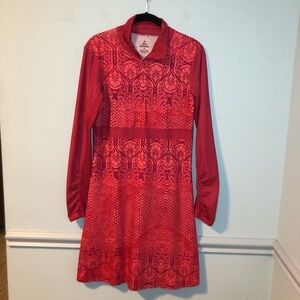Prana Pink Spitfire Mock Neck Quarter Zip Long Sleeve Active Dress Size Medium